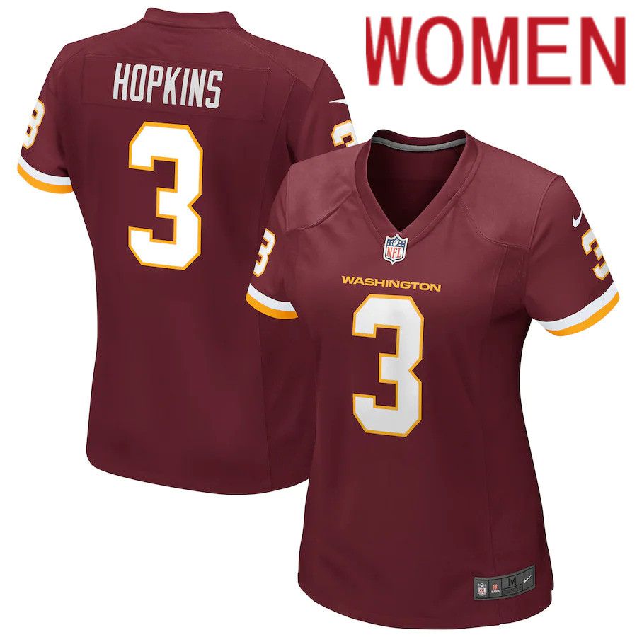 Women Washington Redskins 3 Dustin Hopkins Nike Burgundy Game Player NFL Jersey